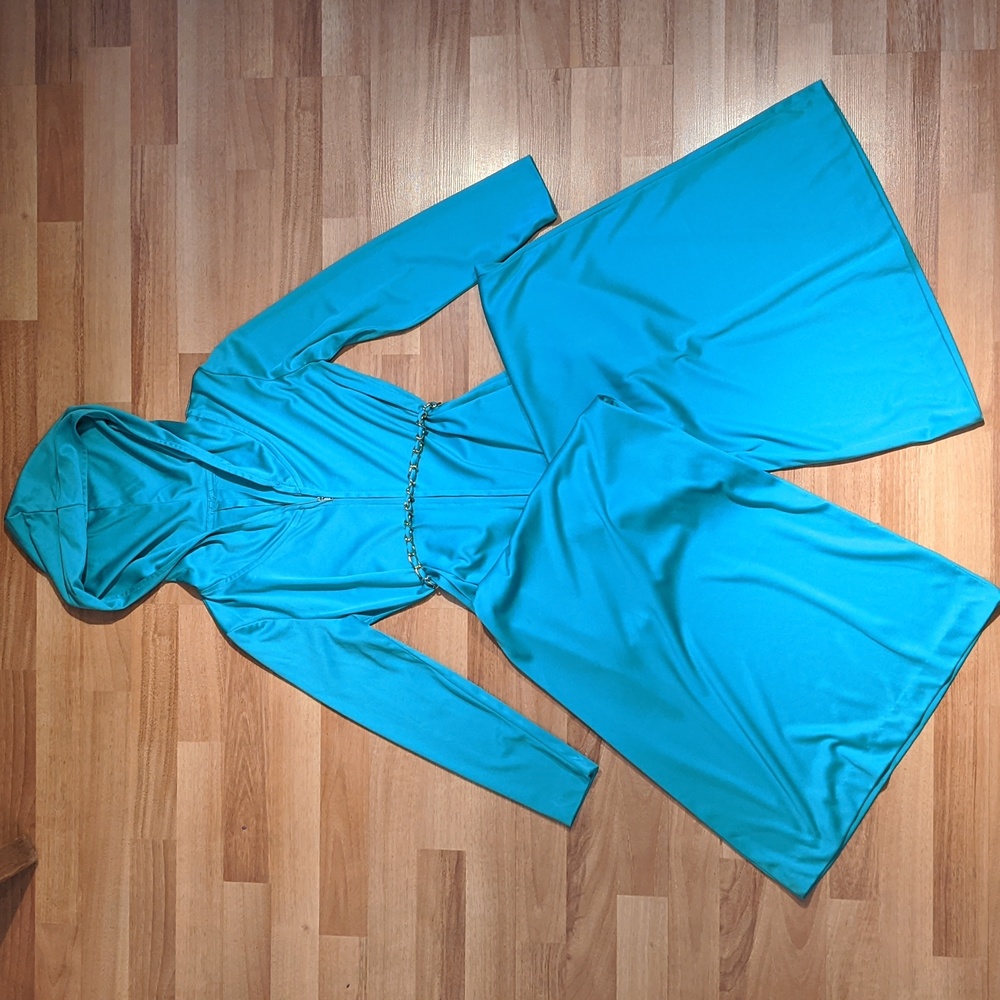 Vintage 1970's green hooded jumper pantsuit